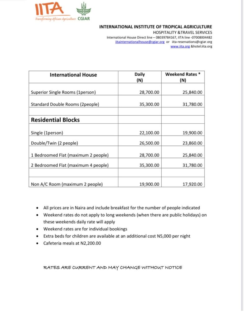 IITA Ibadan prices